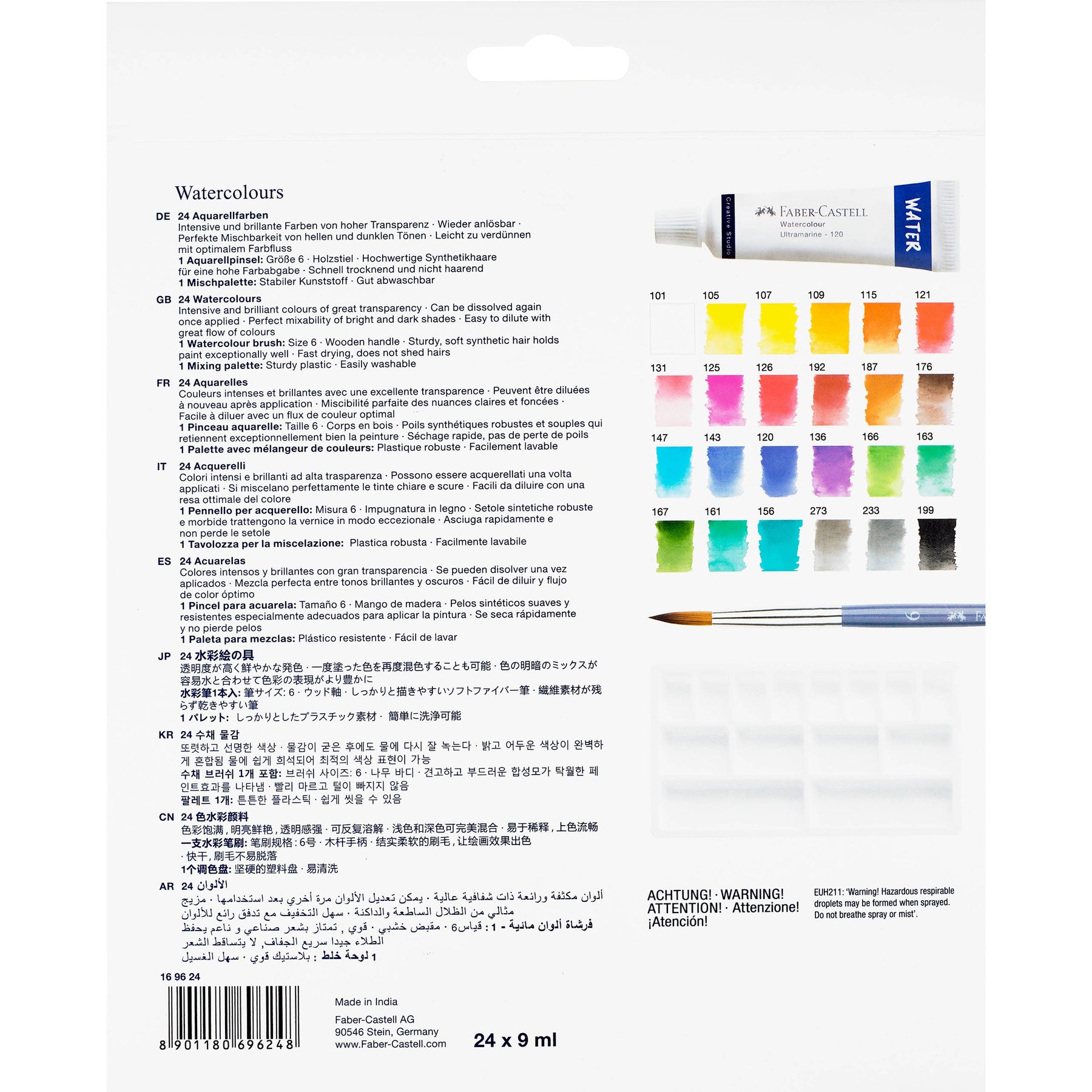 Watercolors, Set of 24 Paint Tubes for Artists