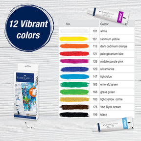 Vibrant Acrylic Paints, Set of 12 Tubes