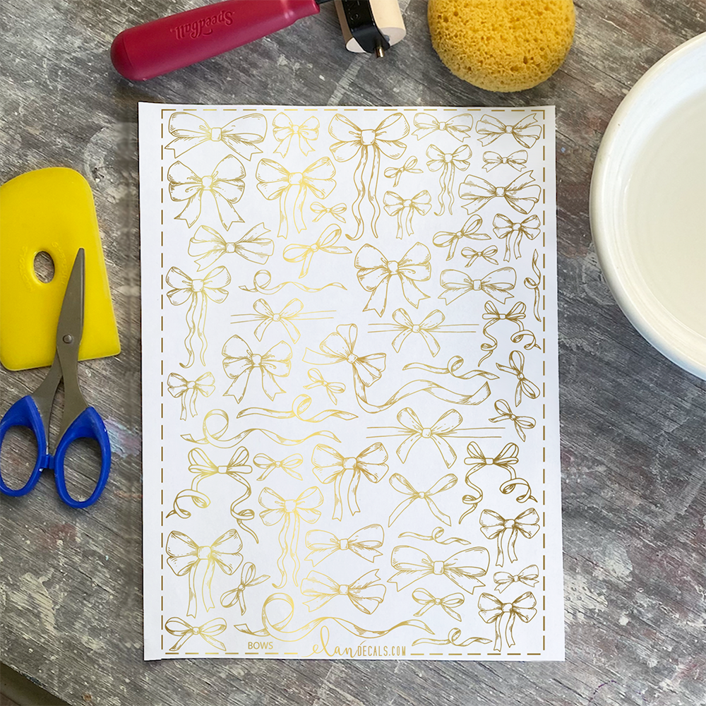 Bows - 24K GOLD - Overglaze Decal Sheet