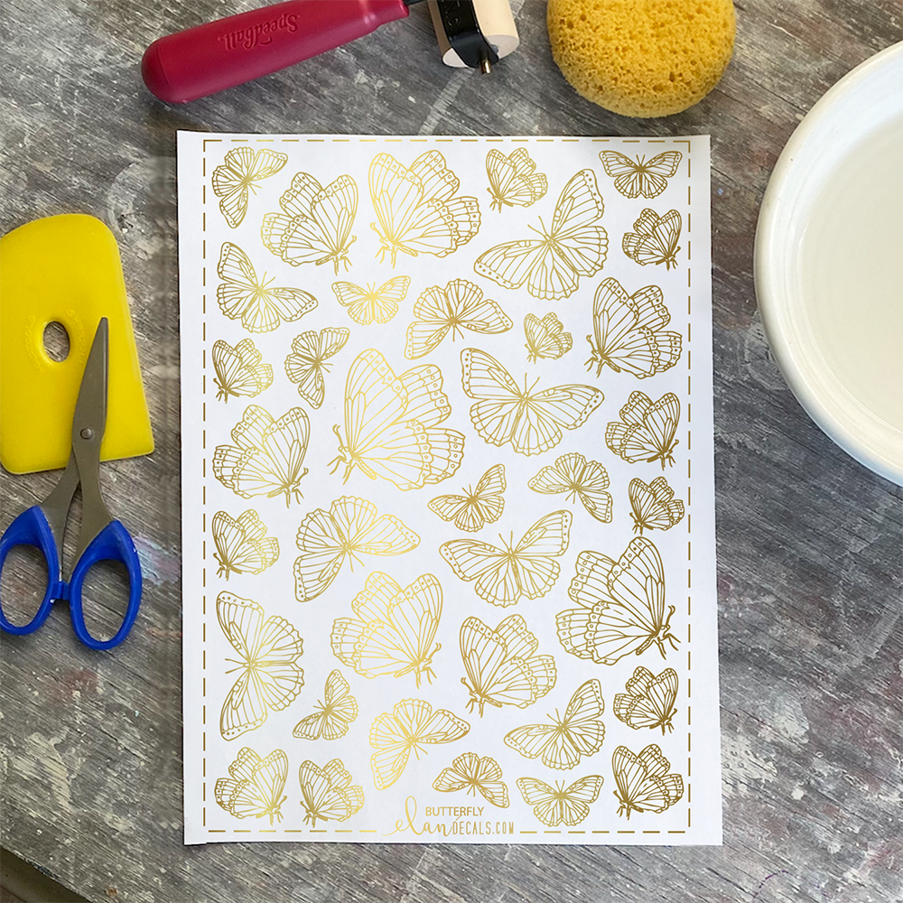 Butterfly - 24K GOLD - Overglaze Decal Sheet