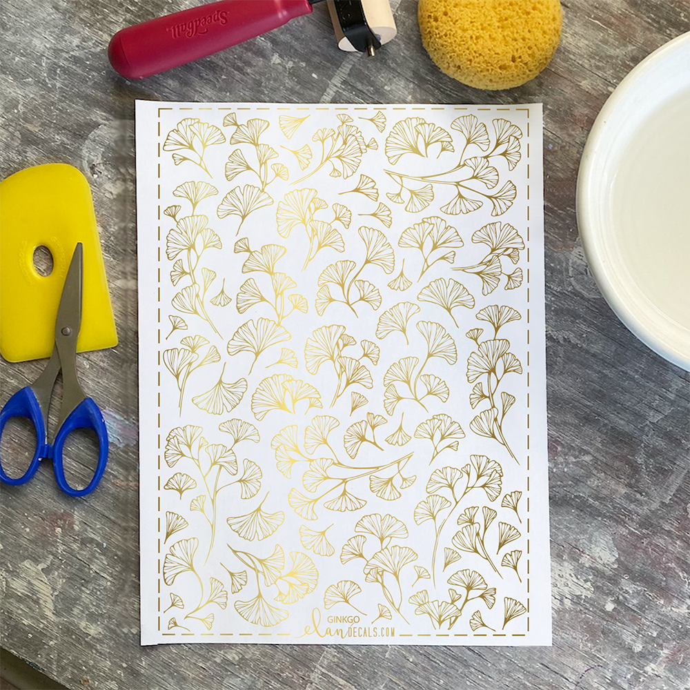 Ginkgo - 24K GOLD - Overglaze Decal Sheet