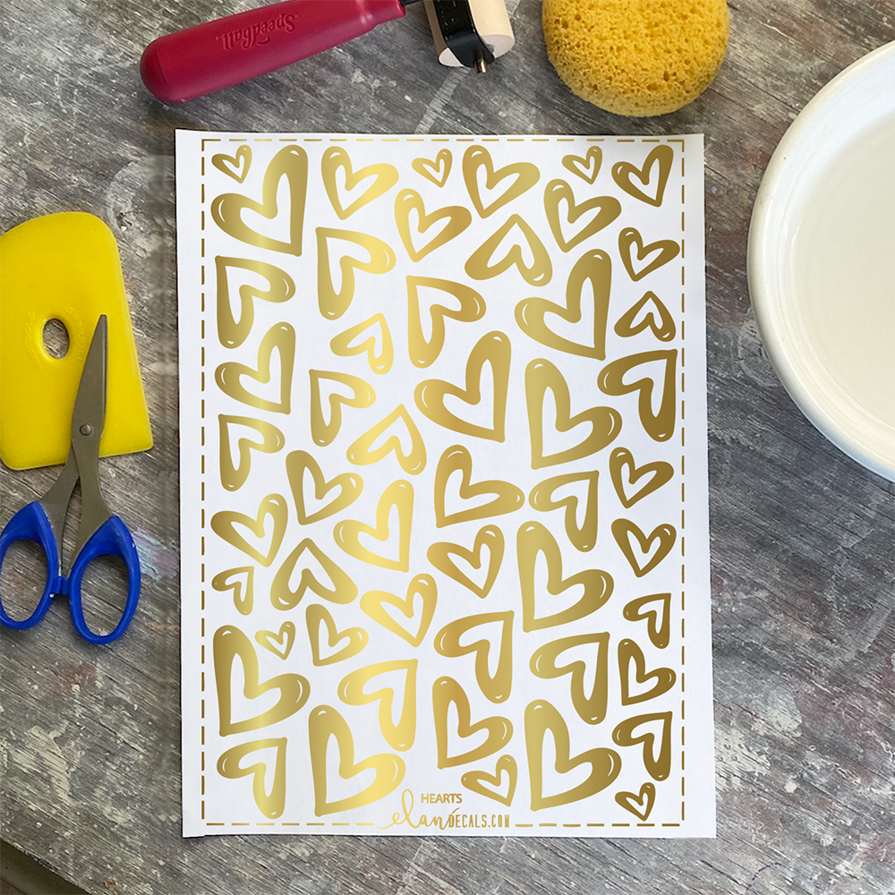 Hearts - 24K GOLD - Overglaze Decal Sheet