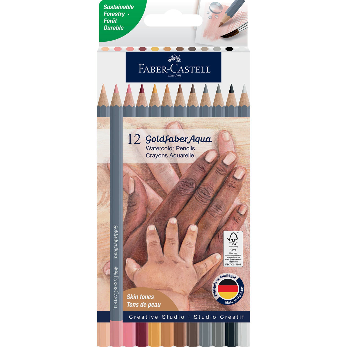 Goldfaber Aqua Watercolor Pencils, Box of 12 Skin Tones
