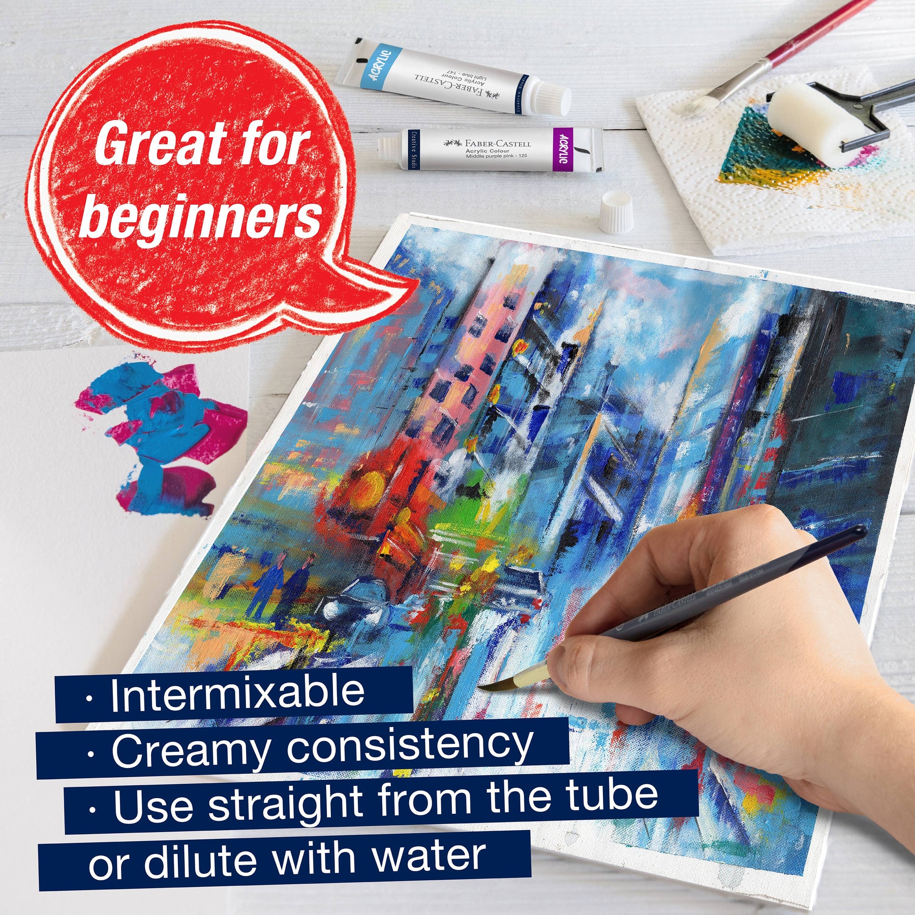 Vibrant Acrylic Paints, Set of 12 Tubes