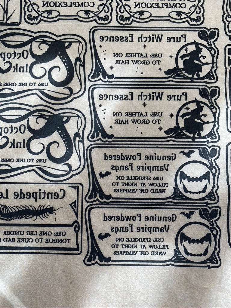 Apothecary Labels - Underglaze Transfer Sheet