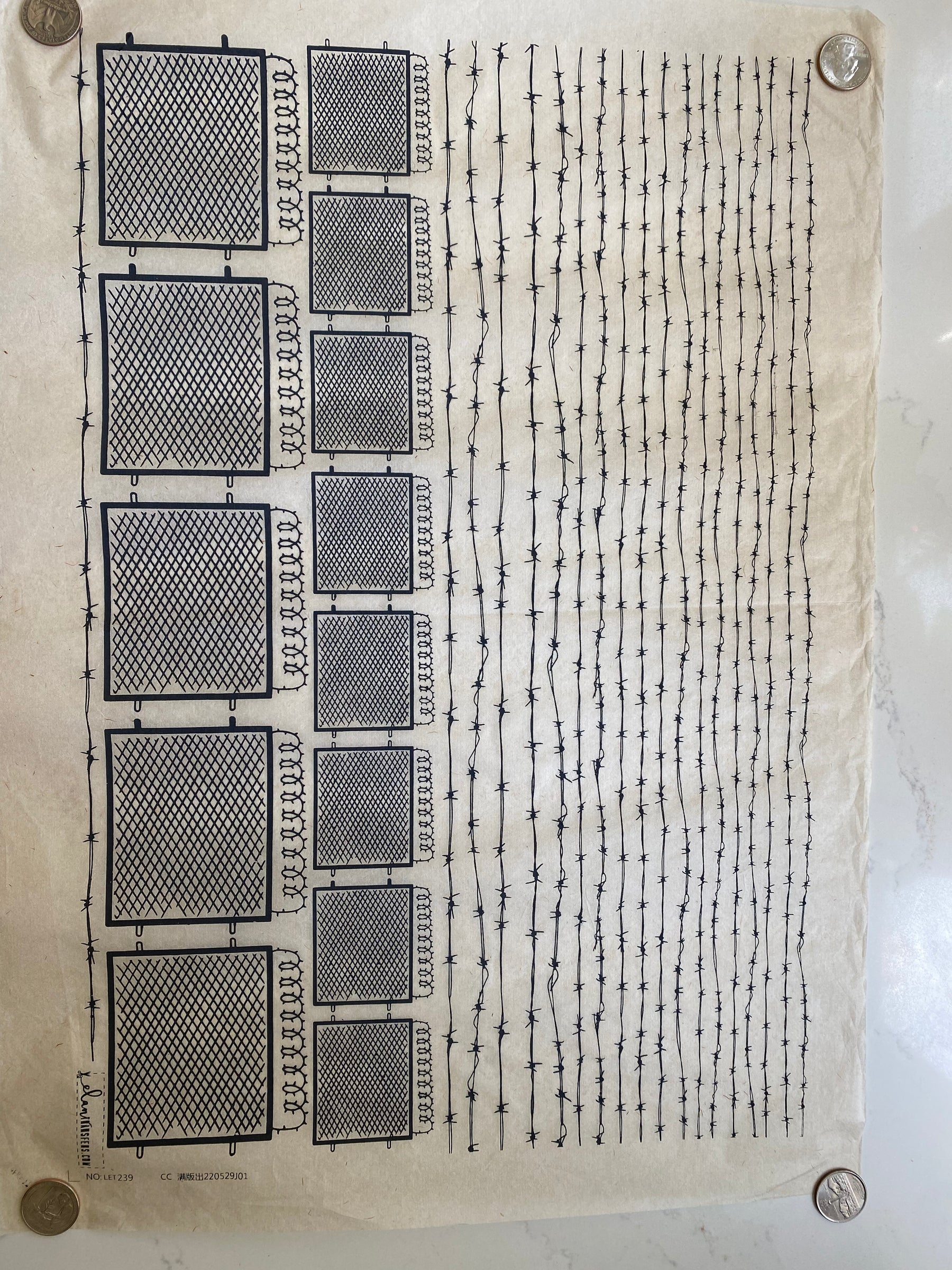 Barbed Wire - Underglaze Transfer Sheet